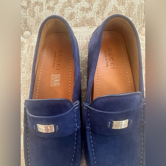 Gucci Blue Suede Loafers with Silver Accent main image 7